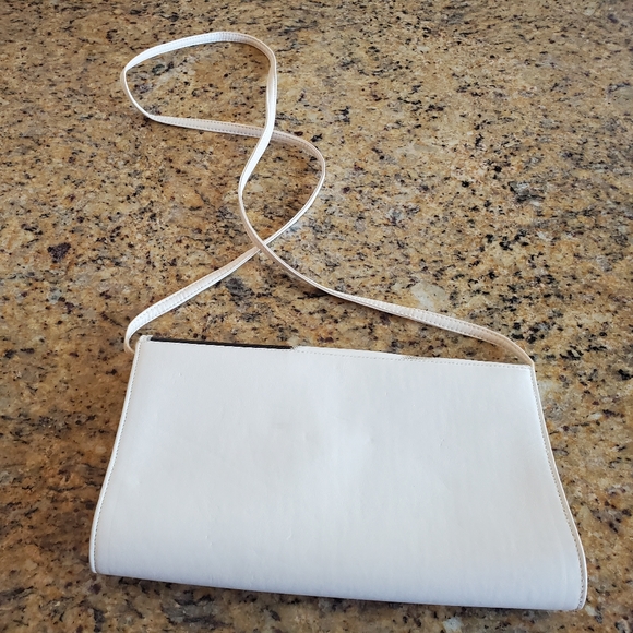 White Genuine Snake Skin and Leather Crossbody Bag Purse - Picture 2 of 13